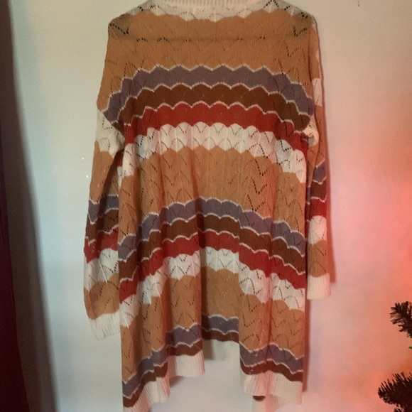 POL zig zag strip cardigan in gold brown and orange strips size small - Picture 5 of 5